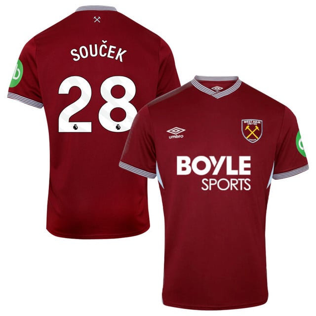 Tomas Soucek #28 West Ham United 2025-26 Home Match Jersey – Burgundy