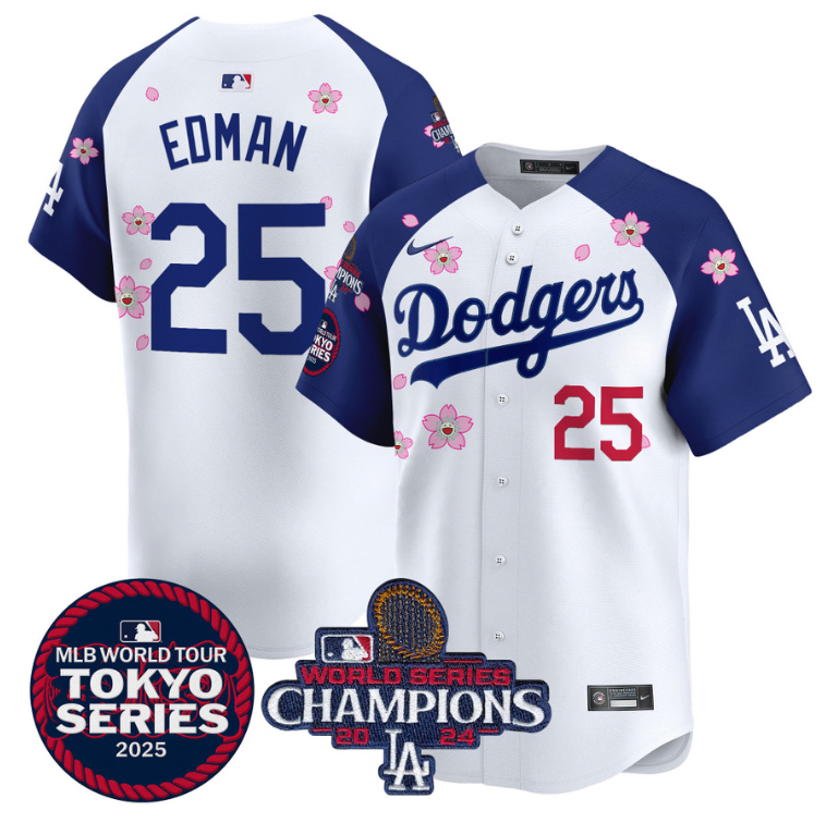 Tommy Edman Jersey #25 Dodgers Tokyo Series 2025 World Series Champions Patch Alternate