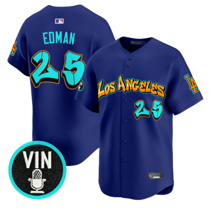 Tommy Edman Jersey #25 Los Angeles Dodgers Graffiti Street Style Stitched Royal