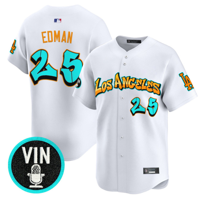 Tommy Edman Jersey #25 Los Angeles Dodgers Graffiti Street Style Stitched White
