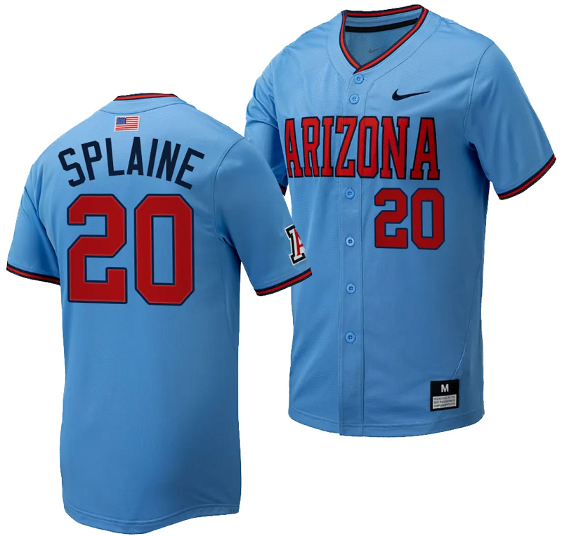 Tommy Splaine Jersey #20 Arizona Wildcats Replica Baseball Full-Button Red