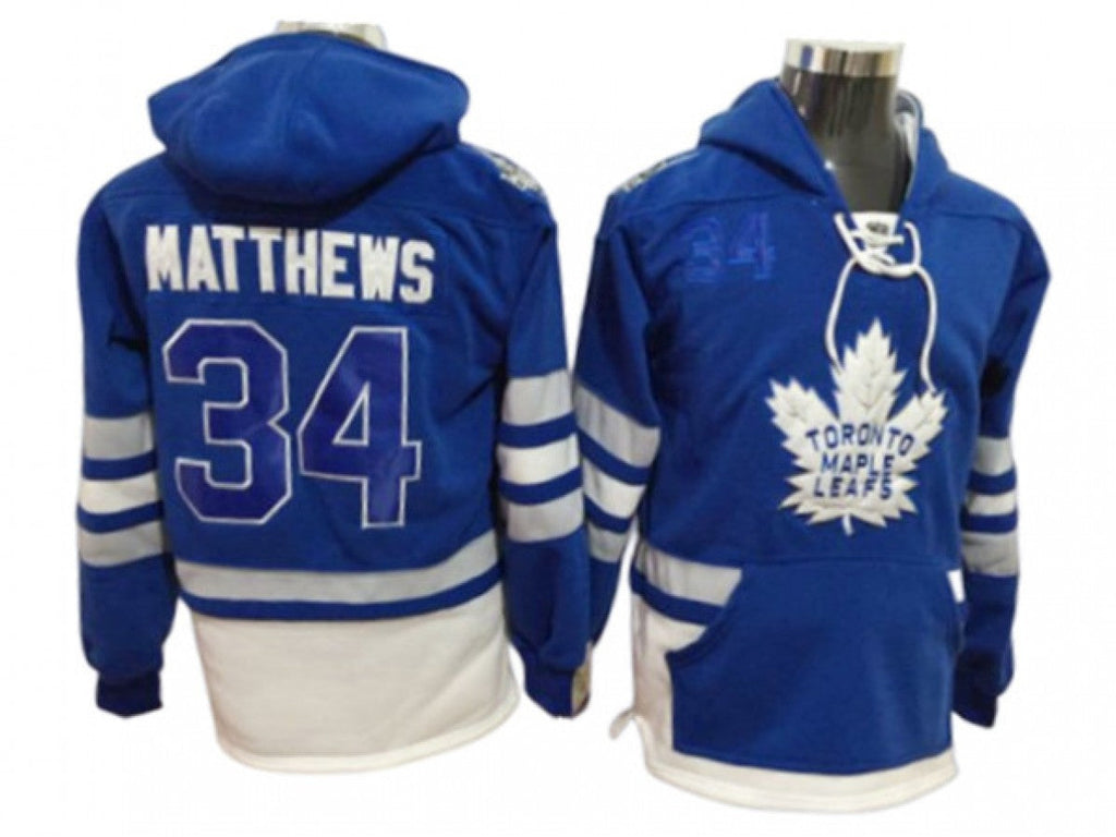 Toronto Maple Leafs #34 Auston Matthews One Front Pocket Pullover Hoodie Blue