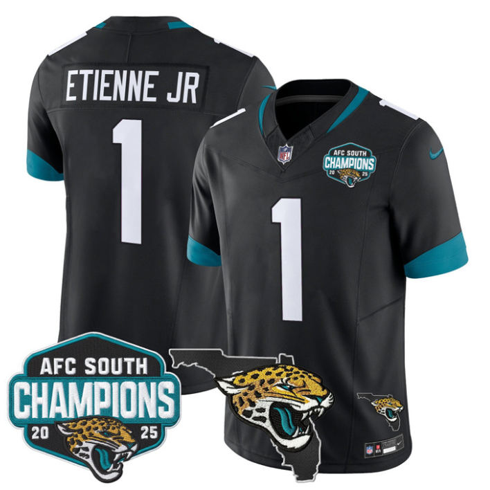 Travis Etienne Jr Jersey #1 AFC South Division Champions 2025 Florida Black