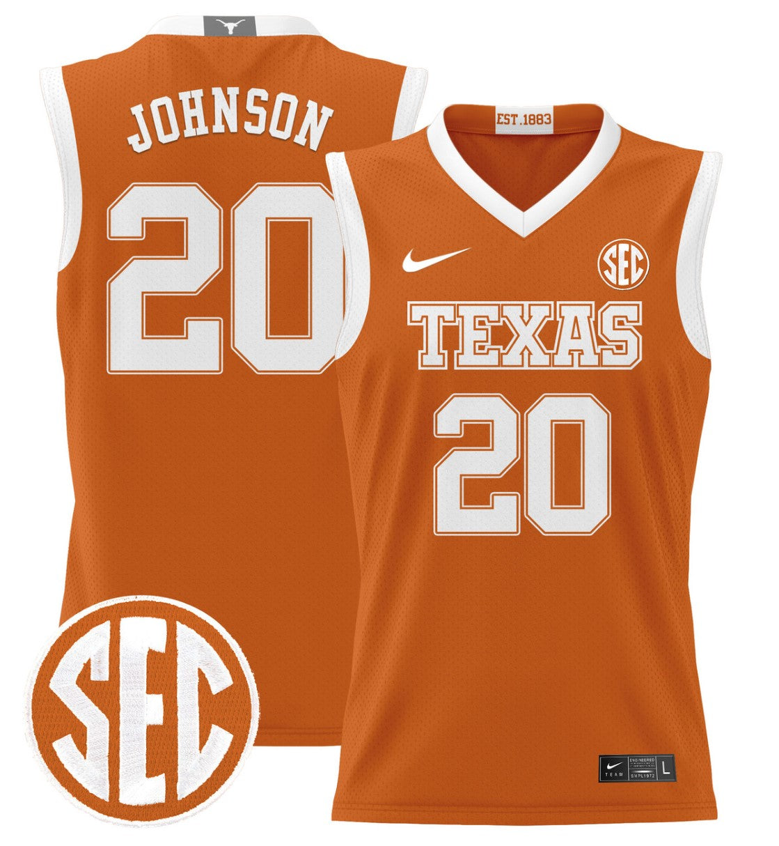 Tre Johnson Jersey #20 Texas Longhorns 2024 Lightweight Basketball Orange
