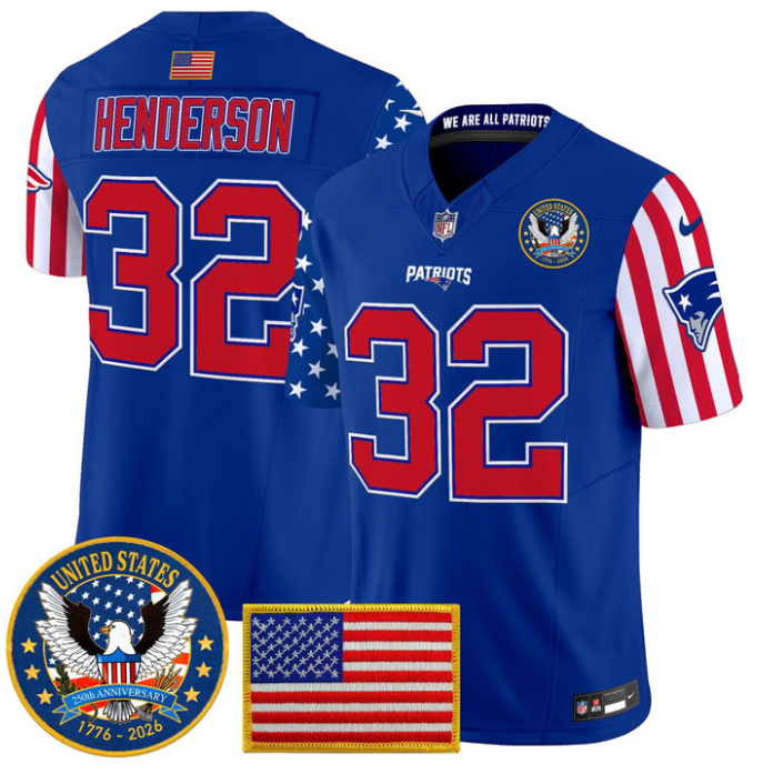 TreVeyon Henderson Jersey #32 America 250 Edition Vapor Limited Stitched