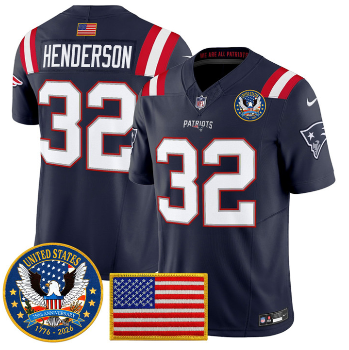 TreVeyon Henderson Jersey #32 United States 250th Patch Stitched
