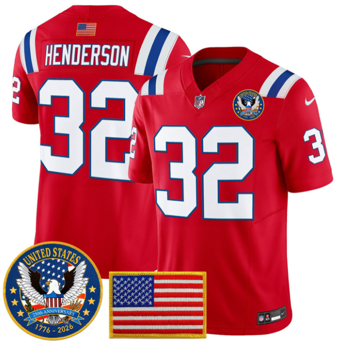 TreVeyon Henderson Jersey #32 United States 250th Patch Stitched