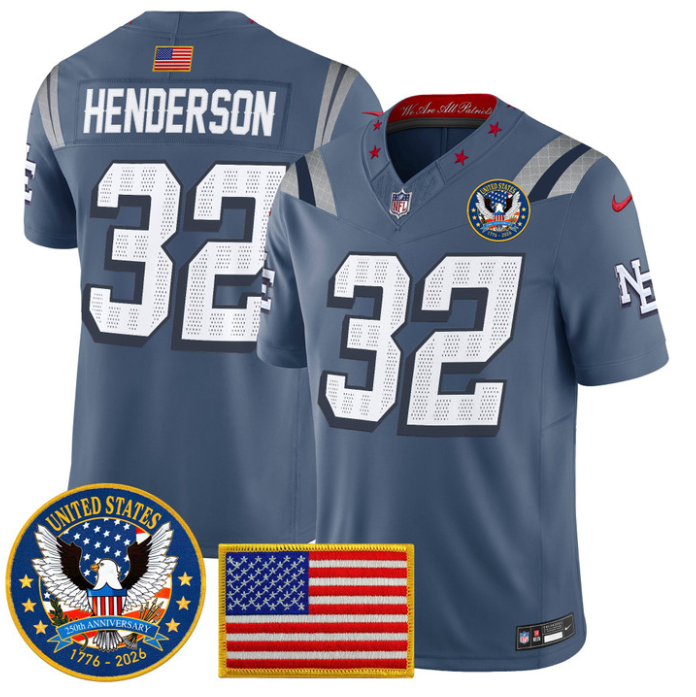 TreVeyon Henderson Jersey #32 United States 250th Patch Stitched