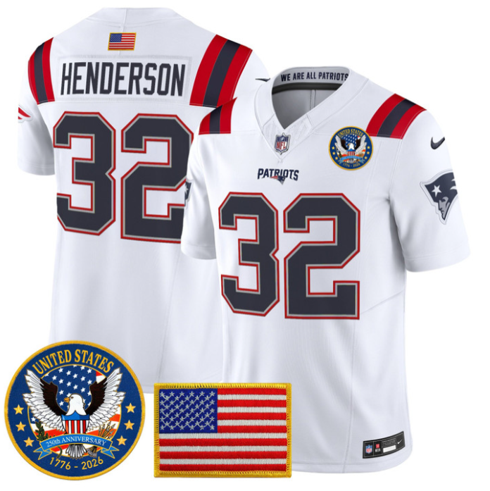 TreVeyon Henderson Jersey #32 United States 250th Patch Stitched