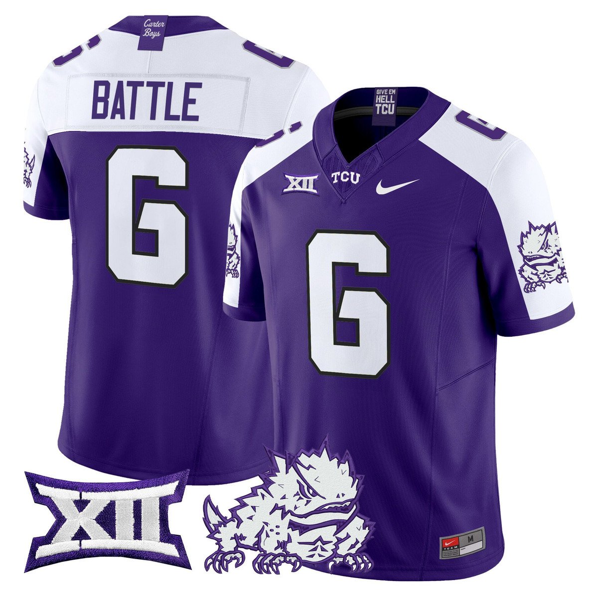 Trent Battle Jersey #6 TCU Horned Frogs 2025 Vapor Limited Stitched Purple Alter
