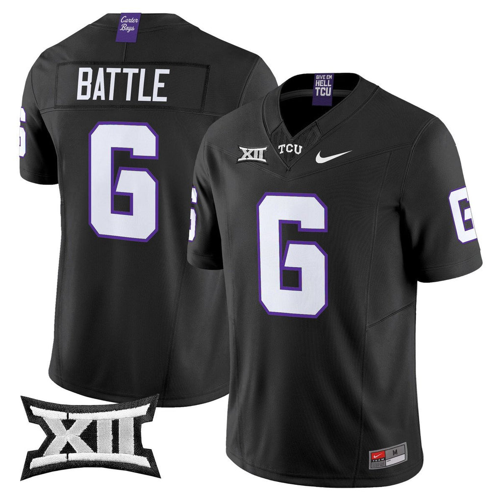 Trent Battle Jersey #6 TCU Horned Frogs 2025 Vapor Limited Stitched Black