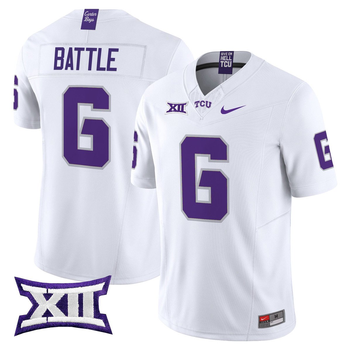 Trent Battle Jersey #6 TCU Horned Frogs 2025 Vapor Limited Stitched White
