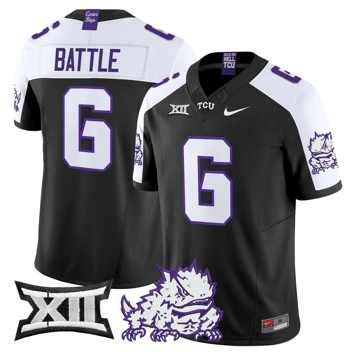 Trent Battle Jersey #6 TCU Horned Frogs 2025 Vapor Limited Stitched Black Alter