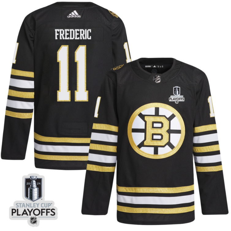 Trent Frederic 11 Boston Bruins 2024 NHL Playoffs Patch Home Jersey - Men, Black