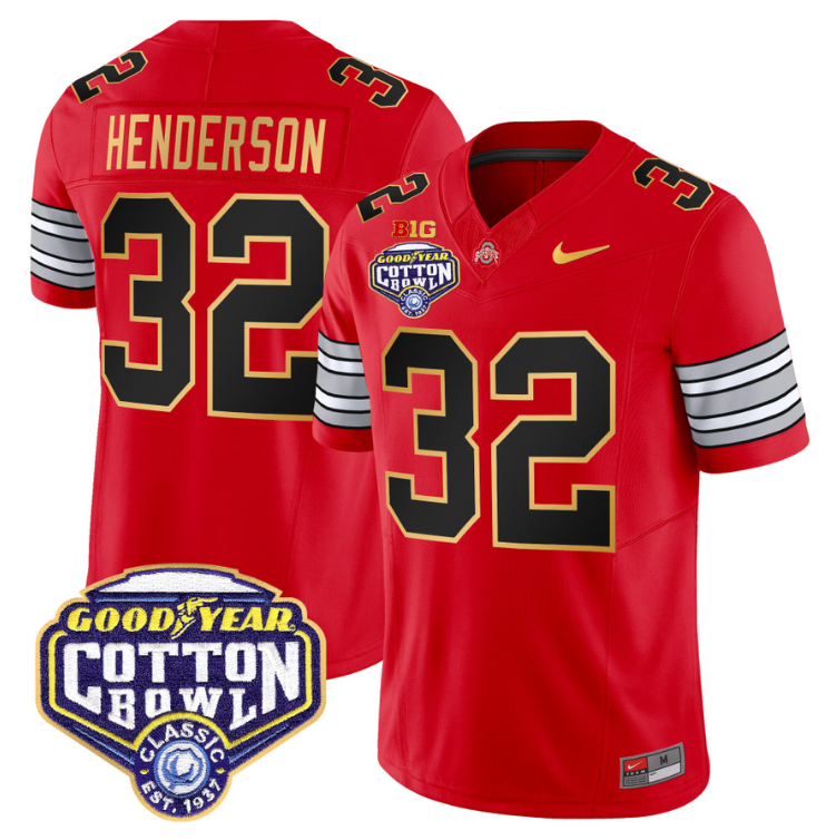 Treveyon Henderson Jersey #32 Ohio State 'Heritage Stripe' Cotton Bowl Red