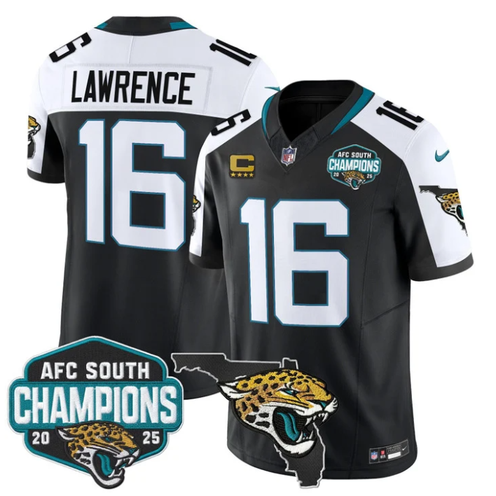 Trevor Lawrence Jersey #16 AFC South Division Champions 2025 Florida Black Alternate