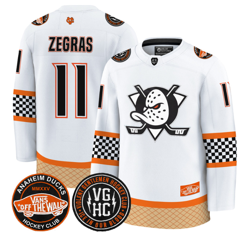 Trevor Zegras Jersey #11 Anaheim Ducks Checkerboard 2025 Premium Stitched White