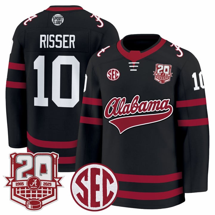Trevor Risser Jersey #10  Alabama Crimson Tide 2025-26 Premium 20th Anniversary Patch Stitched