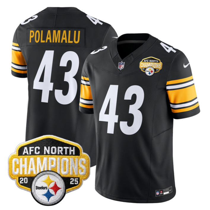 Troy Polamalu Jersey #43 AFC North Division Champions 2025 Stitched Black