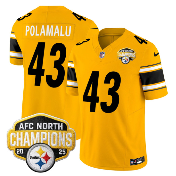 Troy Polamalu Jersey #43 AFC North Division Champions 2025 Stitched Gold