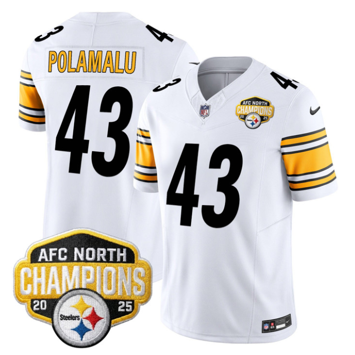 Troy Polamalu Jersey #43 AFC North Division Champions 2025 Stitched White