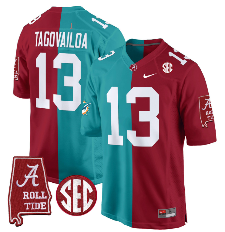 Tua Tagovailoa Jersey #13 Alabama Crimson Tide Split Football Game Stitched