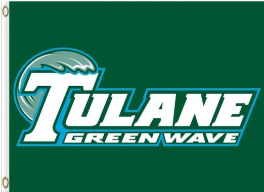 Tulane Green Wave Flag 3X5ft Banner Polyester with 2 Brass Grommets