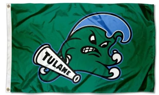 Tulane Green Wave Team Flag 3X5ft Banner Polyester with 2 Brass Grommets