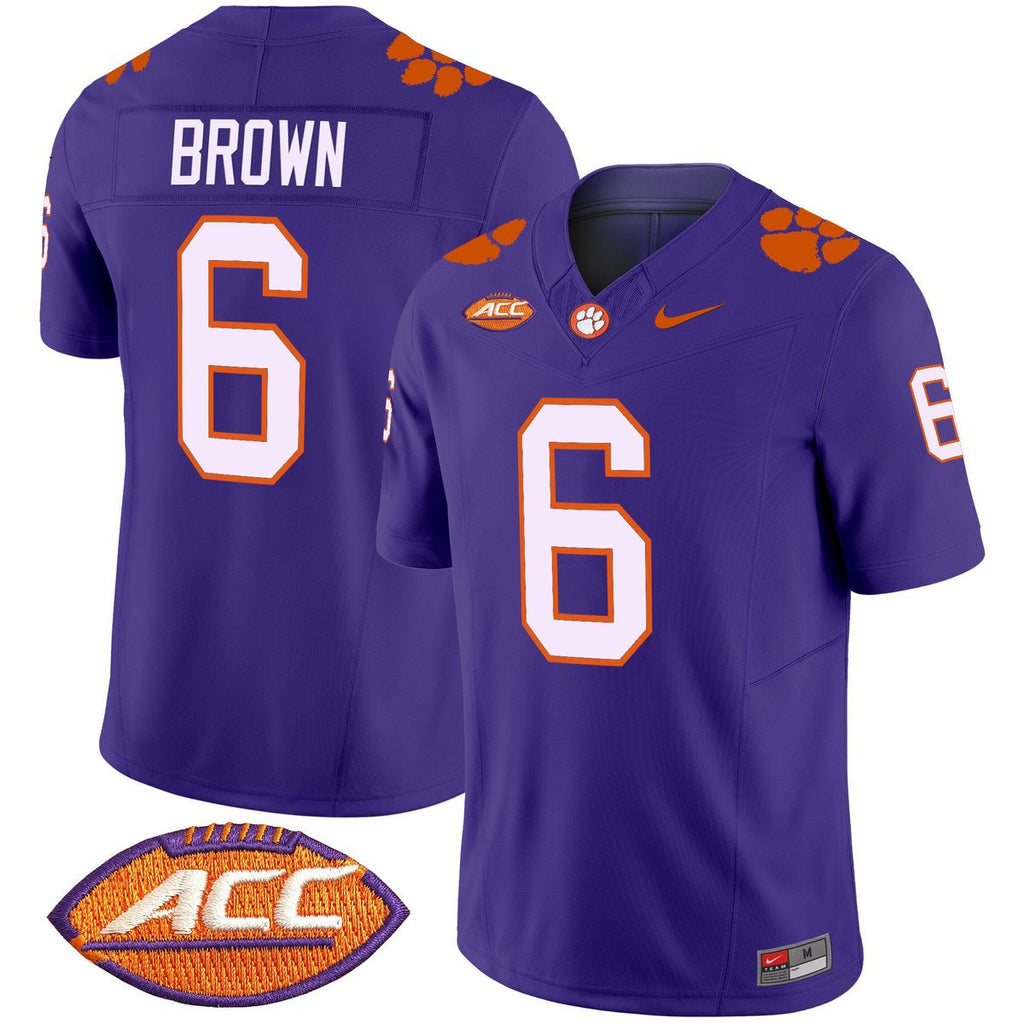 Tyler Brown Jersey #6 Clemson Tigers 2025 Vapor Limited Stitched Purple