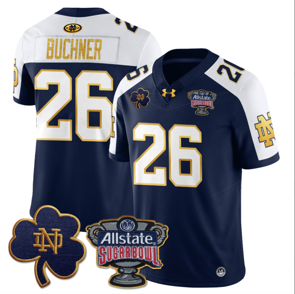 Tyler Buchner Jersey #26 Notre Dame Fighting Irish Allstate Sugar Bowl Navy White