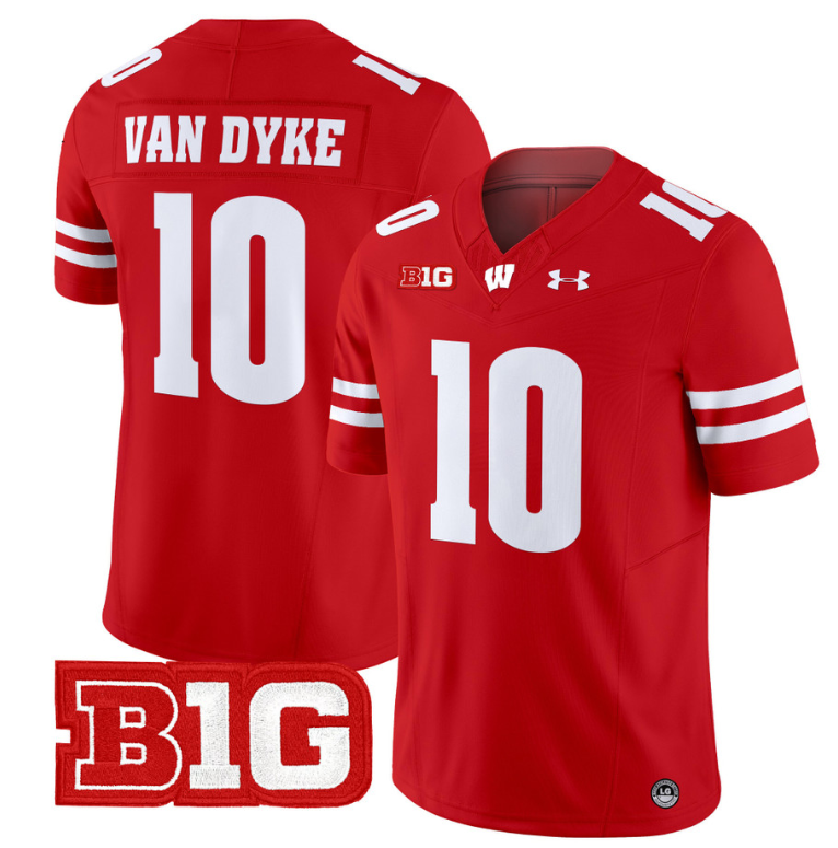 Tyler Van Dyke Jersey #10 Wisconsin Badgers Vapor Football Stitched Red