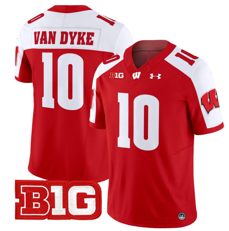 Tyler Van Dyke Jersey #10 Wisconsin Badgers Vapor Football Stitched Red Alternate