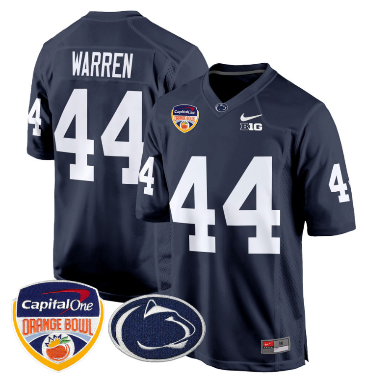 Tyler Warren Jersey #44 Custom Penn State Orange Bowl Patch Navy