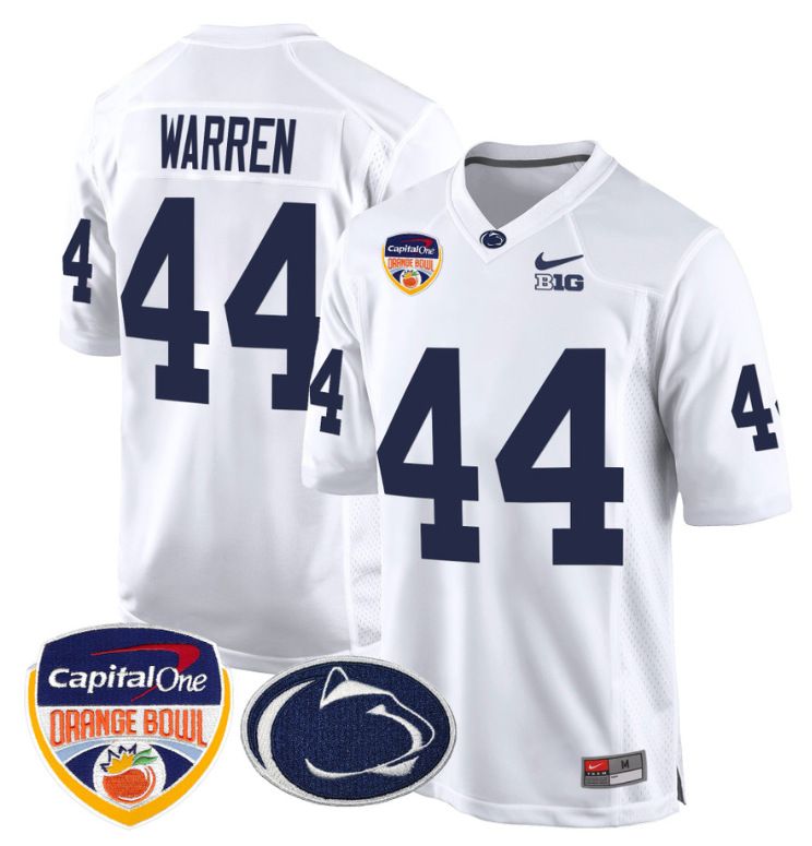 Tyler Warren Jersey #44 Custom Penn State Orange Bowl Patch White