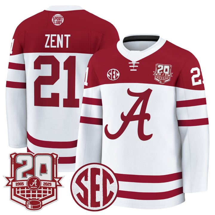 Tyler Zent Jersey #21  Alabama Crimson Tide 2025-26 Premium 20th Anniversary Patch Stitched