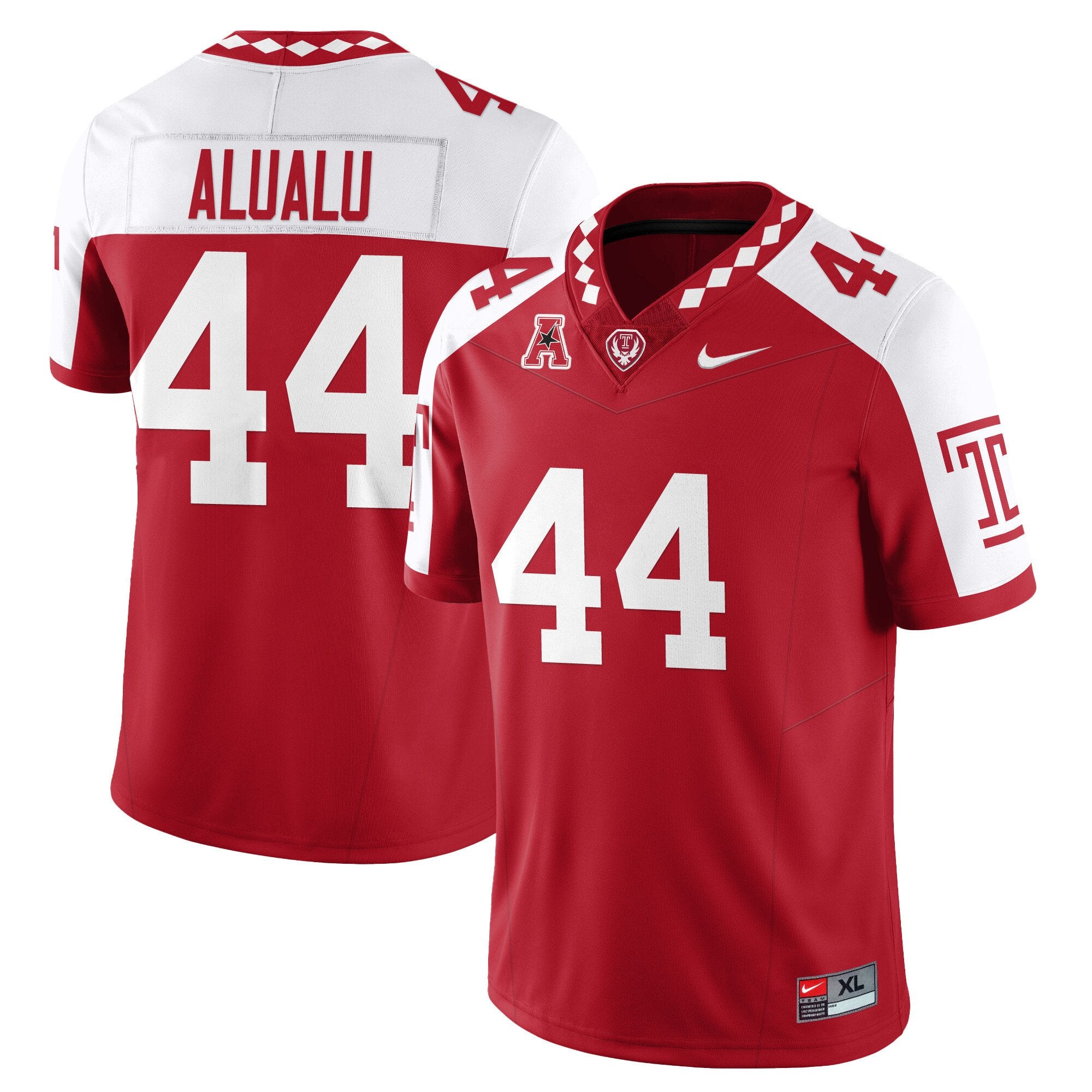 Tyree Alualu Jersey #44 Temple Football 2025 Vapor Limited Stitched Alternate