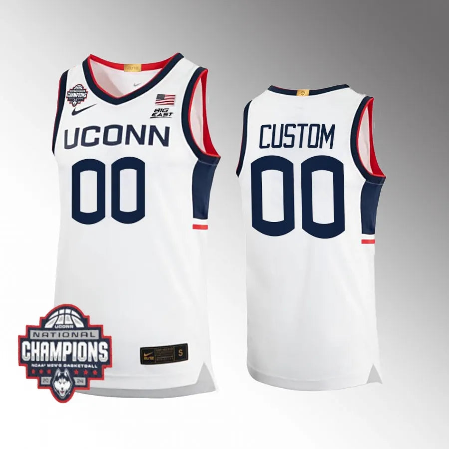 UConn Huskies Custom Name, Number 2024 NCAA Basketball National Champions White