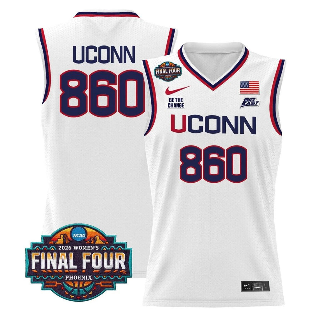 UConn Jersey #860 UConn Huskies 2026 Tournament Final Four Stitched White
