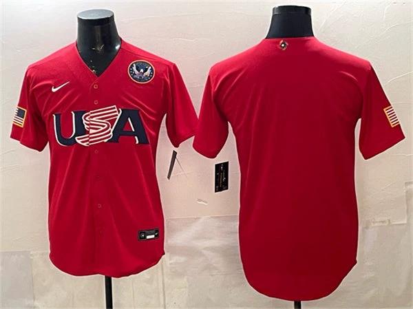 USA Baseball Jersey Blank Red 2026 World Baseball Classic United States 250th Anniversary Patch Stadium Stitched