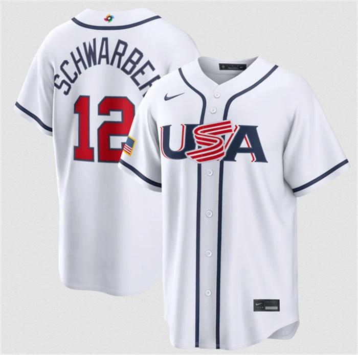 USA Baseball #12 Kyle Schwarber Jersey White 2026 World Baseball Classic Home Stadium Stitched