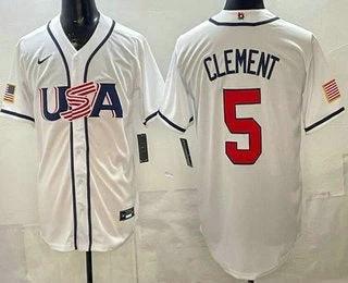 USA #5 Ernie Clement White 2026 World Baseball Classic Cool Base Jersey