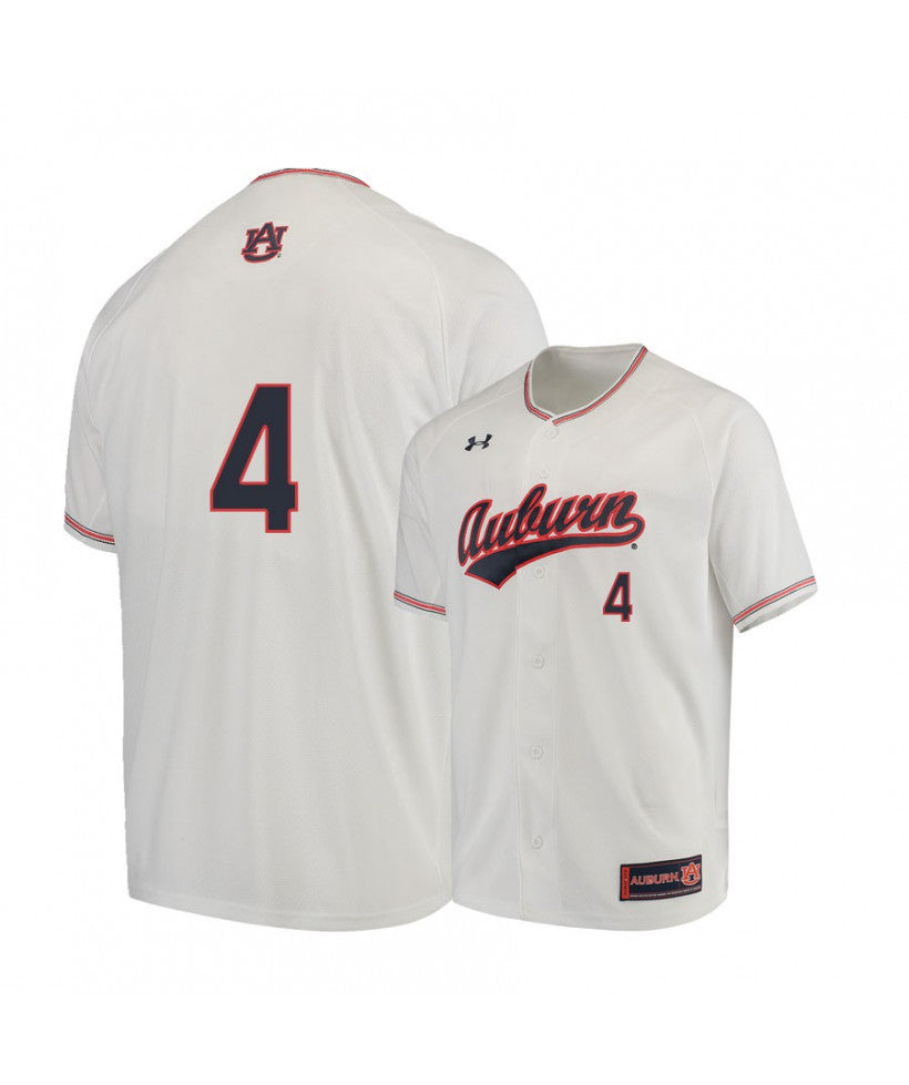 Under Armour Auburn Tigers 4 Rankin Woley White Baseball Jersey