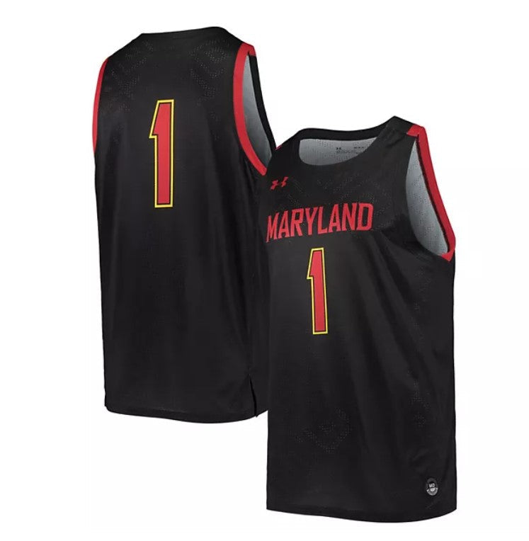 Under Armour #1 Black Maryland Terrapins Jersey College Replica Basketball Jerseys