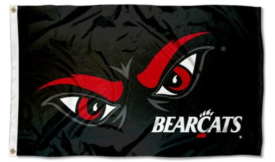 University of Cincinnati Bearcats Black flag 3X5ft Banner USA Polyester with 2 Brass Grommets