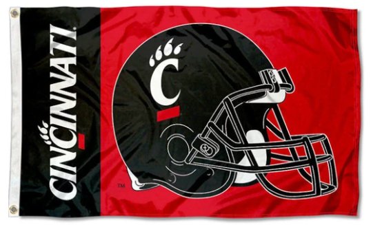 University of Cincinnati Bearcats Helmet Flag 3X5ft Banner USA Polyester with 2 Brass Grommets