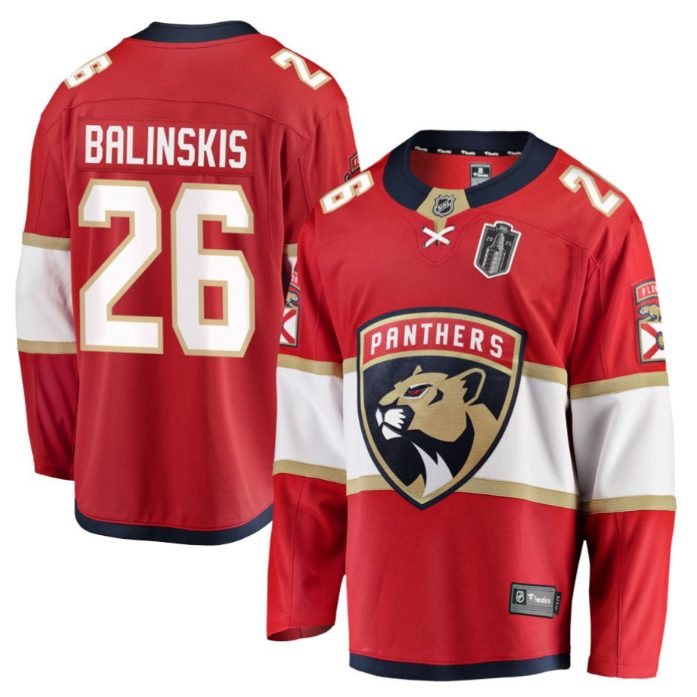 Uvis Balinskis 26 Florida Panthers 2025 Stanley Cup Final Home Breakaway Men Jersey Red