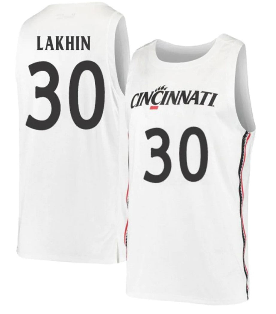 Viktor Lakhin Jersey Cincinnati Bearcats College Basketball White #30