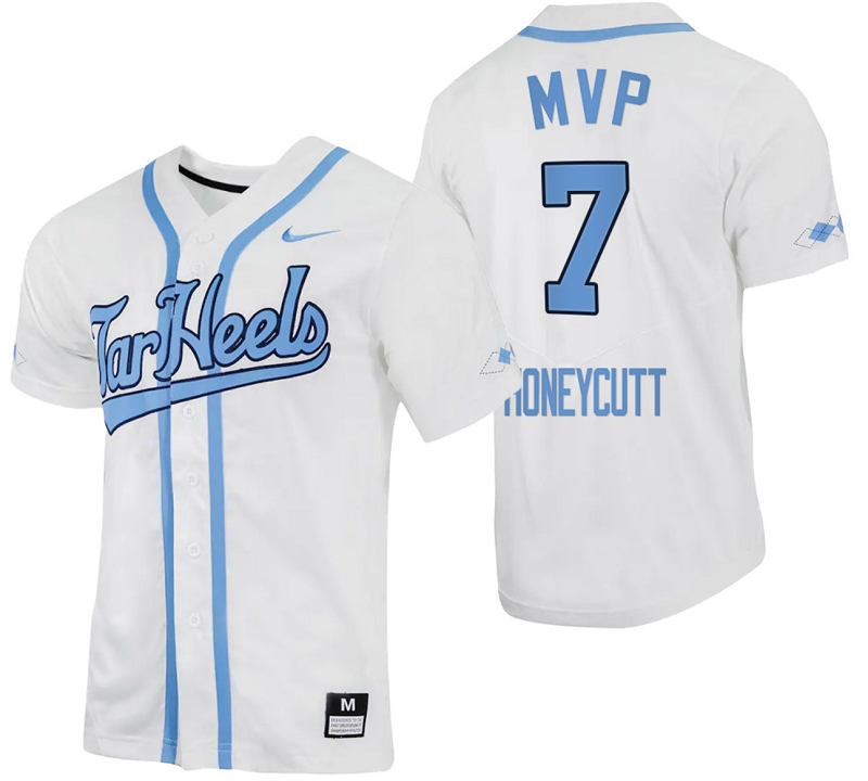 Vance Honeycutt Jersey #7 North Carolina Tar Heels Baseball White Full-Button