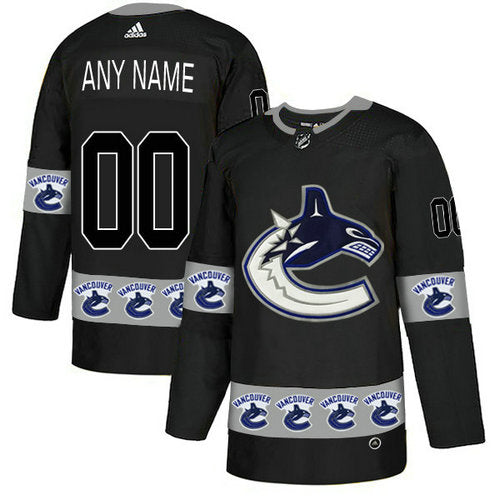 Vancouver Canucks Custom Black Team Logos Fashion Jersey
