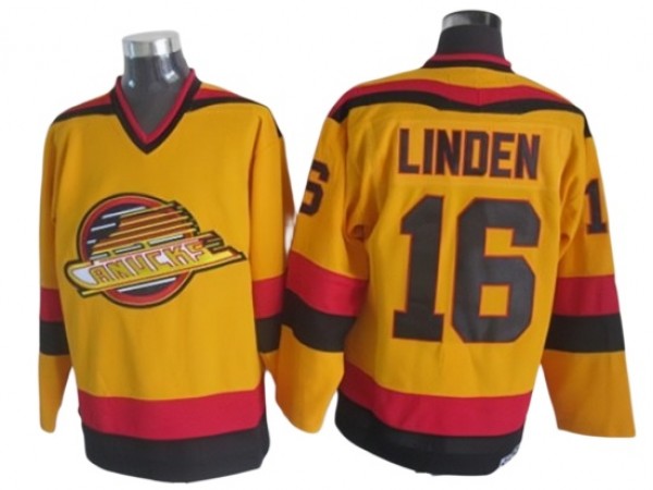 Vancouver Canucks #16 Trevor Linden 1989 Vintage CCM Jersey -Yellow